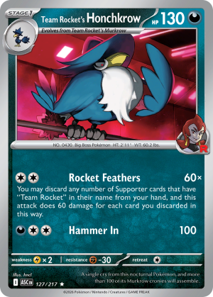 Team Rocket's Honchkrow - 127/217 - Ascended Heroes (Holofoil) - Inglés